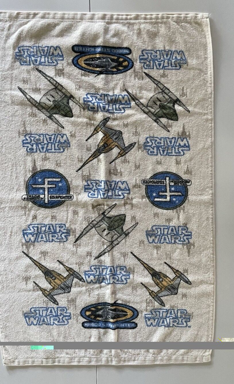 RARE - Vintage 90’s Star Wars Naboo Starfighter Bath Towel 41”x25”
